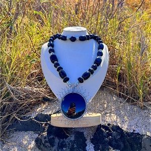 40mm Obsidian Stone Wrapped In Wire In The Shape Of The Sun